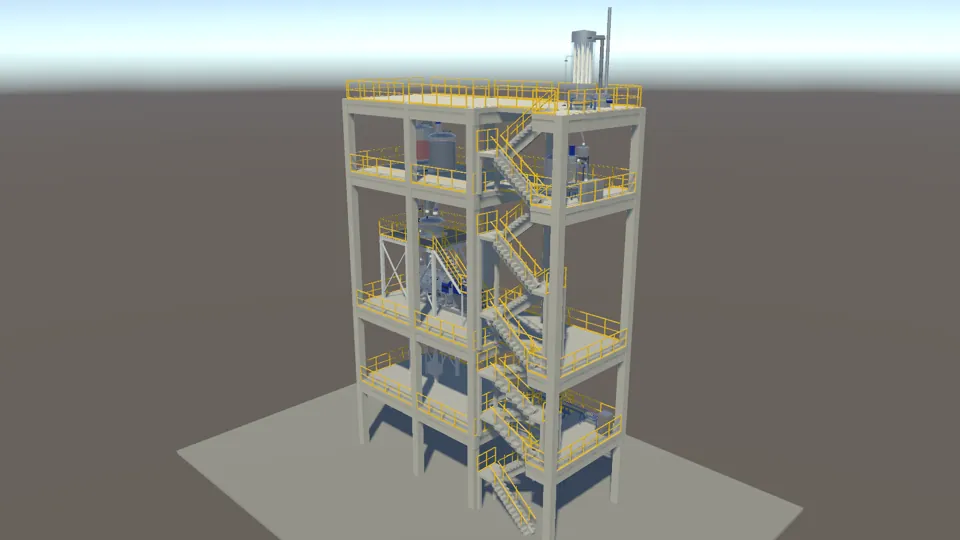 Process building with top-down material flow